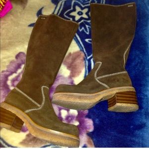 Frye Boots Chunky Brown Suede Rebel Zip Festival